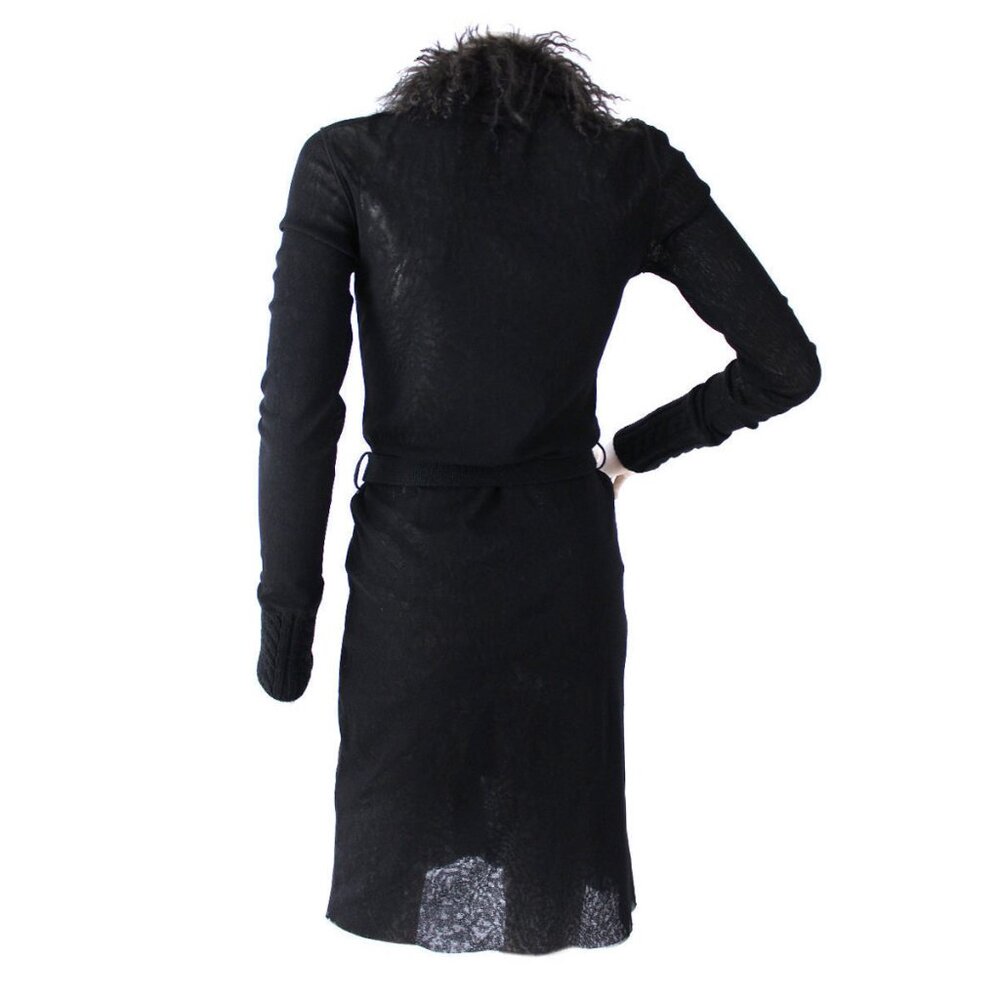 Vintage JEAN PAUL GAULTIER SOLEIL Black Cardigan w/Detachable Fur Collar - Picture 4 of 10